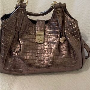 Brahmin Bronze Metallic Croc-Embossed Handbag
